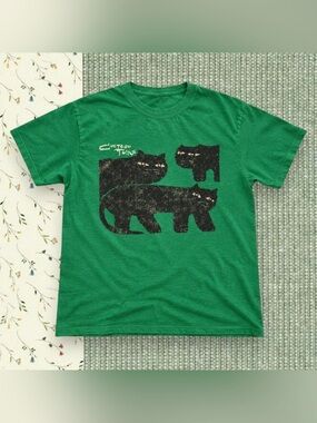 Gildan Cocteau Twins Cat Graphic T-Shirt Antique Irish Green For Unisex